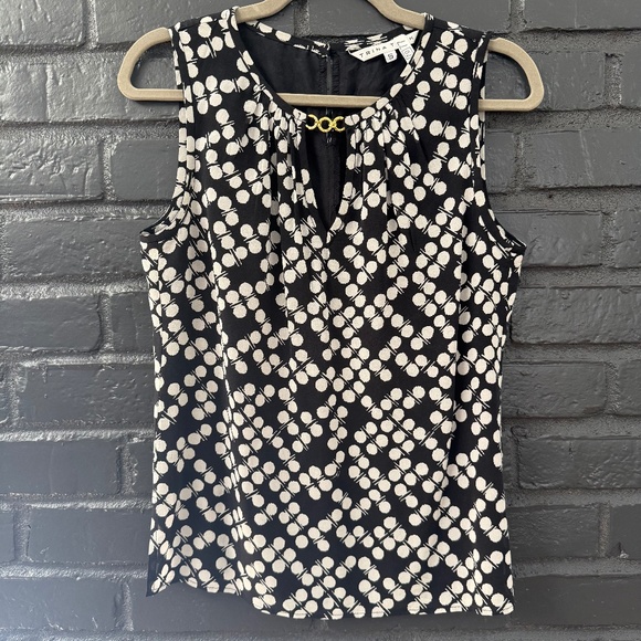 Beautiful Black And White Vintage Silk Top From Trina Turk (size S) - Picture 1 of 9